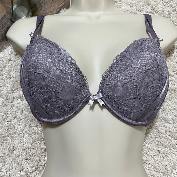 Adore Me 36C Romantic Elegant Purple Lace Underwire Push Up Plunge Abela Bra - Picture 3 of 8